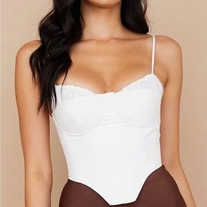 HOUSE OF CB Emiliana Gathered Corset Stretch White Size S+ (Fuller Cup)